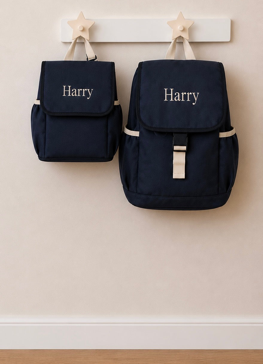Navy Backpack & Lunch Bag Set - personalisation included