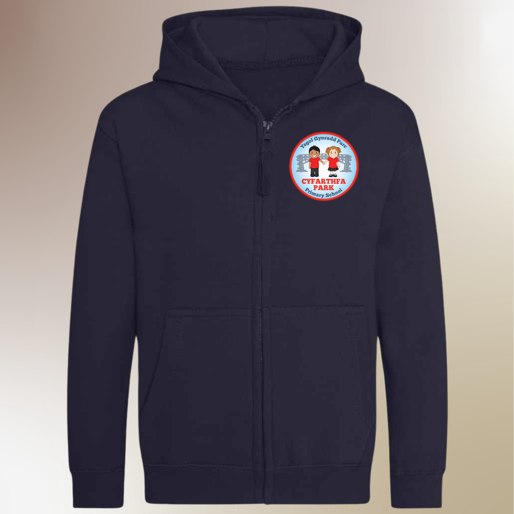 School Logo Embroidered Zip Hoodie - Cyfarthfa Primary