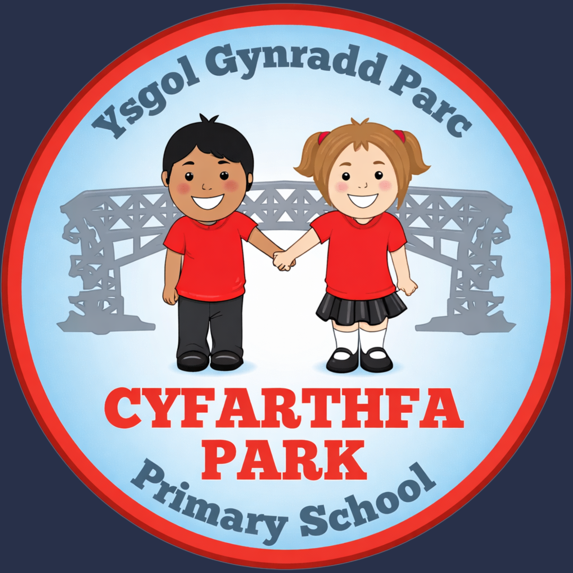 School Badge and Name Embroidered - Cyfarthfa Primary