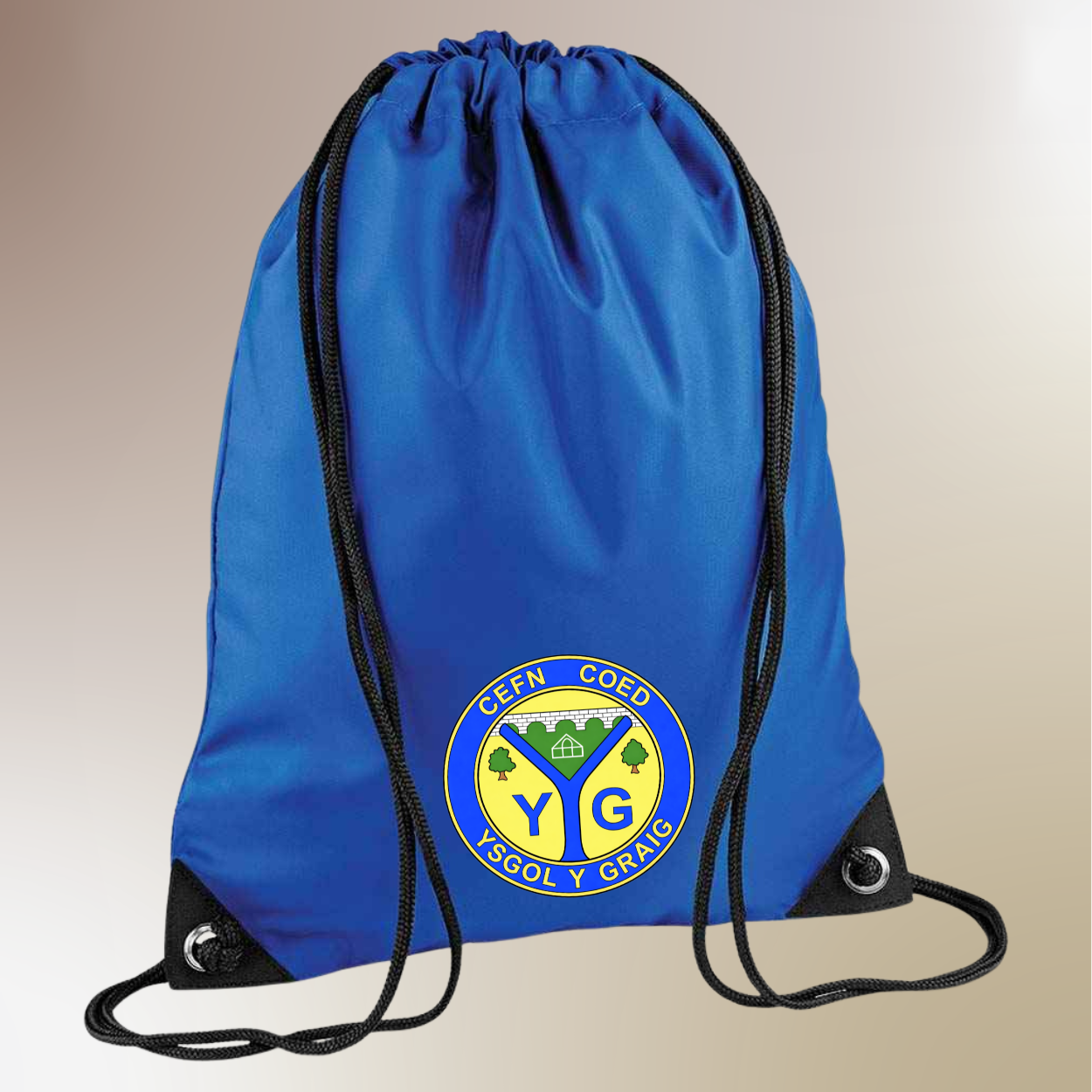 School Logo Printed Drawstring Bag