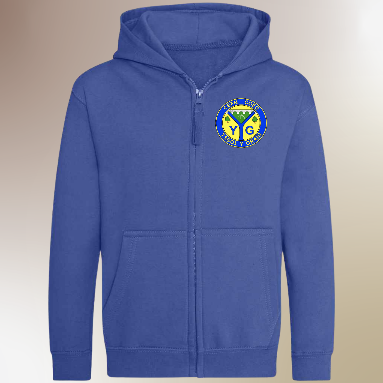 School Logo Embroidered Zip Hoodie