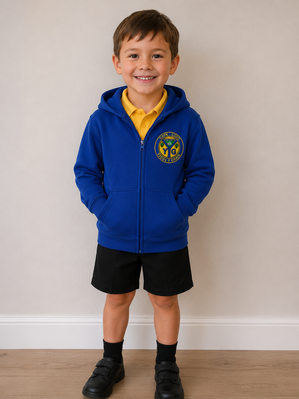 School Logo Embroidered Zip Hoodie - Ysgol Y Graig