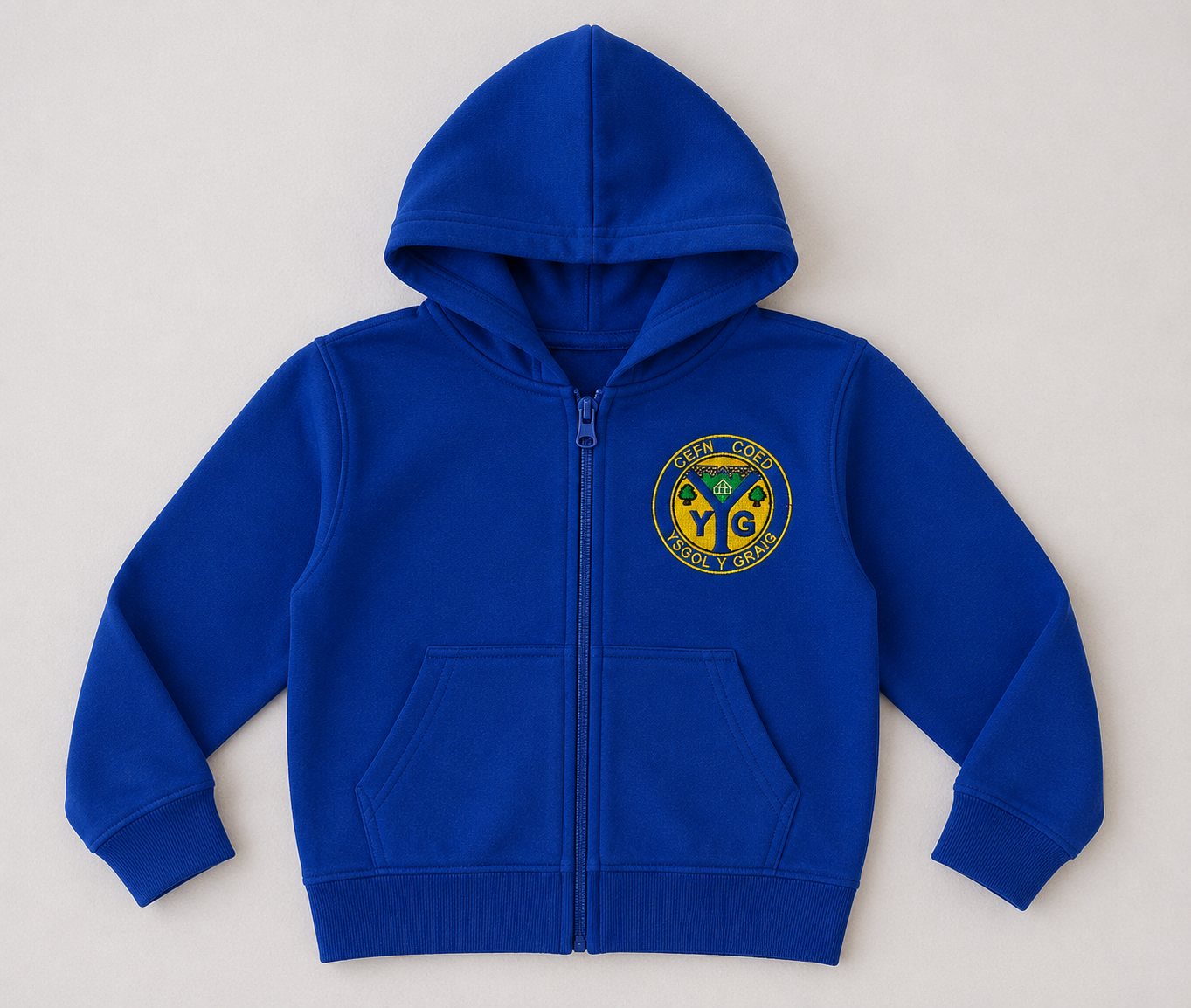 School Logo Embroidered Zip Hoodie - Ysgol Y Graig