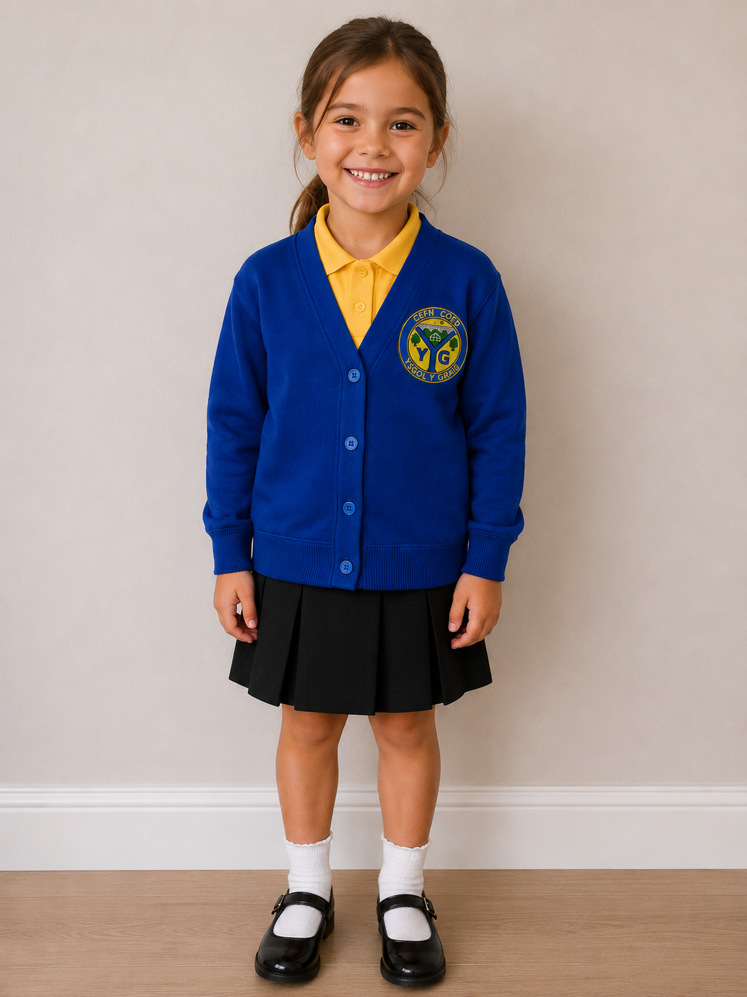 School Logo Embroidered Cardigan